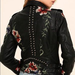 BlankNYC faux leather floral jacket